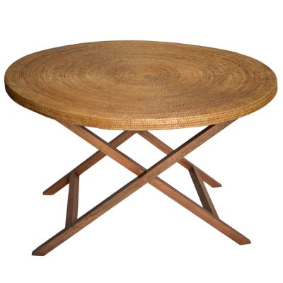 19/9044 120cm Rattan & Teak Round Table