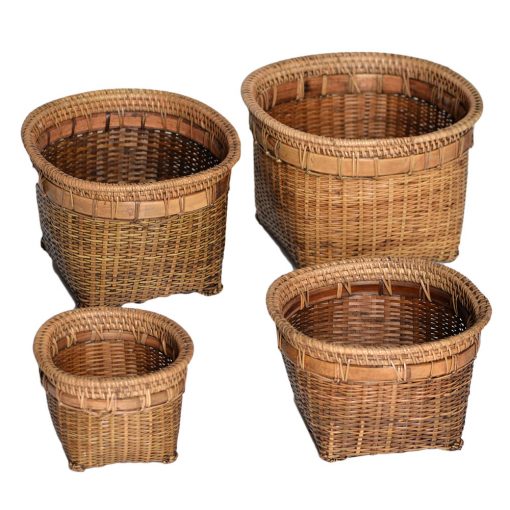 26/629 Set of 4 Square Split Bamboo Pot Covers