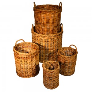 10/122 Set of 5 Natural Round Log Baskets