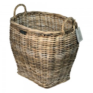 10/8018 Small Oval Top Grey Log Basket