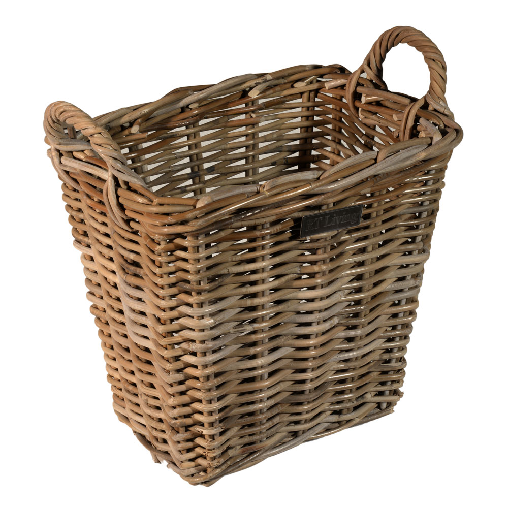 Small Oblong Grey Storage/Kindling Basket Roudham Trading