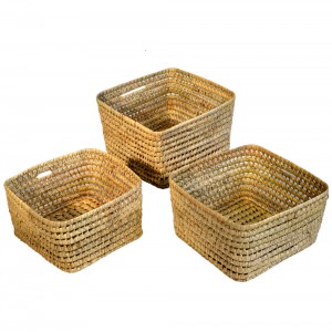 11/PL55 Set of 3 Square Palm Storage Baskets