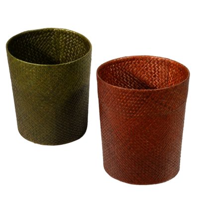 26/301 Red/Green Lidded Palm Waste Paper Baskets