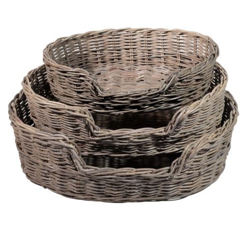 09/6781 Set of 3 Oval Grey Dog Baskets