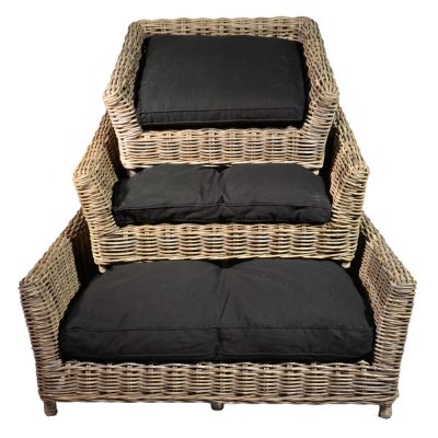 10/8015 Set of 3 Grey Russel Ped Beds with Cushions