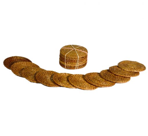 26/615 Pack of 10 Round Rattan Coasters