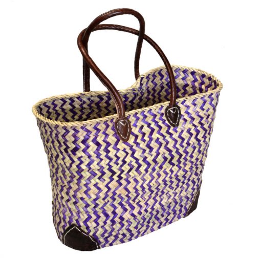 05/ZZP Oblong Purple Zigzag Shopper Leather Corners