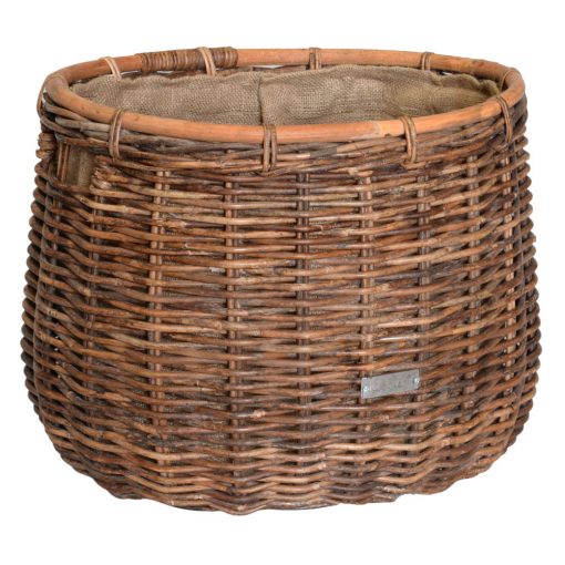 10/6933 Oval Croco Rattan Hessian Lined Log Basket