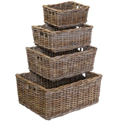 11/6700 Set of 4 Oblong Grey Storage Baskets