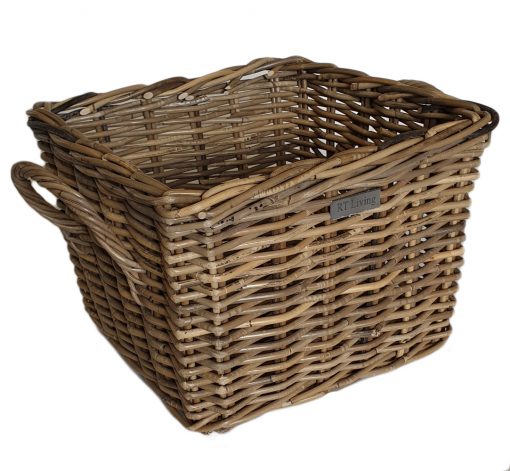 10/5012 Small Square Grey Log Basket