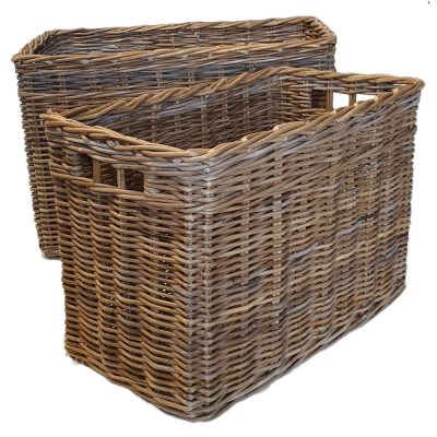 10/9972G Set of 2 Oblong Grey Log Baskets