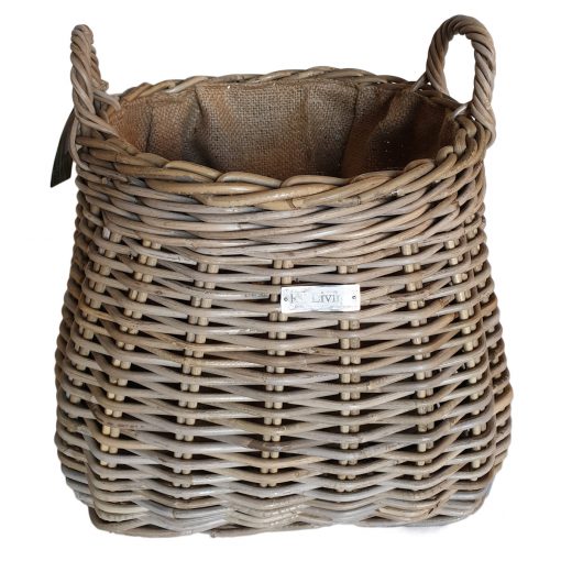Round Shaped Grey Billy Basket with jute liner