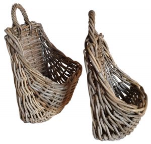 Set 2 Oblong Grey Hanging storage Baskets