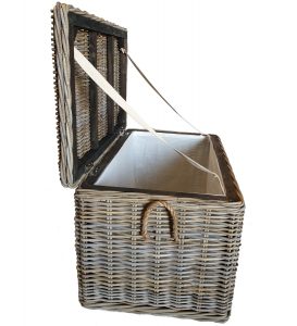 Oblong Grey Trunk with Calico Liner