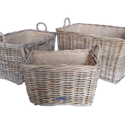 S3 Oblong Grey Log Baskets